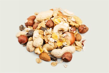 Mix of dried fruits and nuts, symbols of judaic holiday Tu Bishvat.