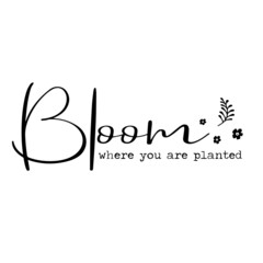 bloom where you are planted inspirational quotes, motivational positive quotes, silhouette arts lettering design