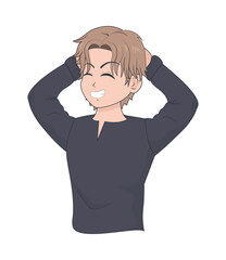 anime style happy man
