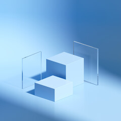 3D rendering Mock up geometric shape podium for product design, minimal display.