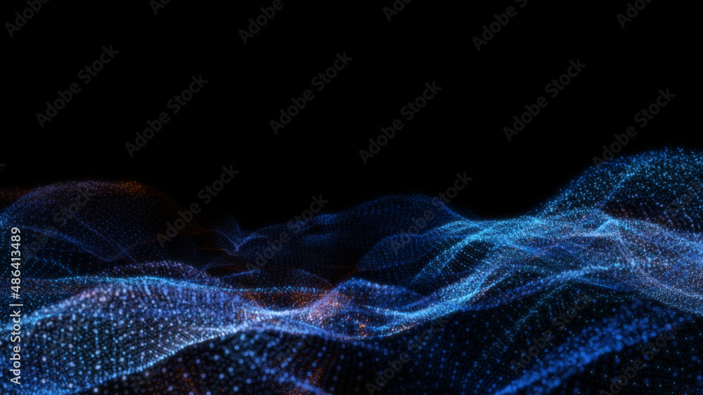 Poster abstract particle waves with depth of field effect