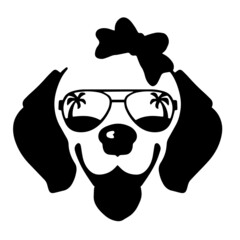 silhouette beach dog holiday mode on animals dog face illustration design