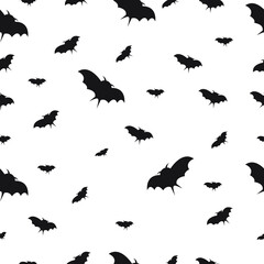 Bats on a pink background. Pattern for Halloween.Vector seamless pattern with bats. 