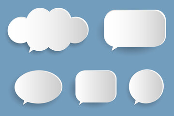 blank 3d speech bubbles, icon set poster and banner concept on soft blue background
