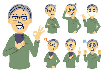  高齢者　男性　スマホ　ワクチン予約　素材