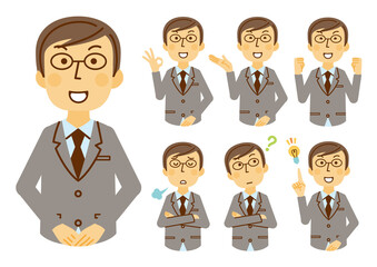 スーツ　男性　案内　ポーズ　素材