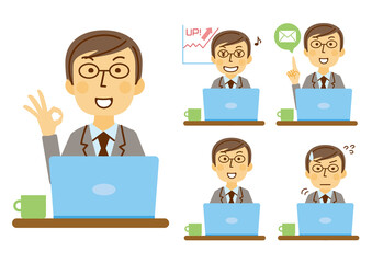 スーツ　男性　パソコン　素材