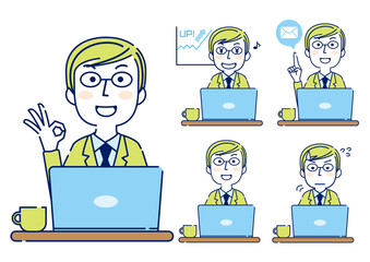 スーツ　男性　パソコン　素材　２色