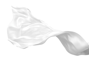 White fabric flying in the wind isolated on white background 3D render - 486415047