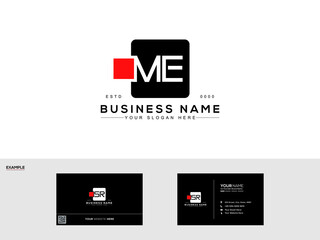 Creative Square ME Logo, Alphabet Letter Me Logo icon with business card design for all kind of use