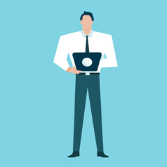 business man with laptop.