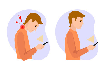 Incorrect and correct posture when using the phone