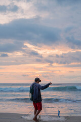 Fisherman with Sunset at Bali