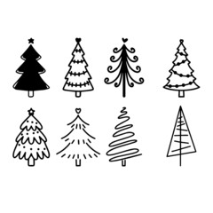 Obraz premium silhouette tree, christmas tree icon illustration isolated design