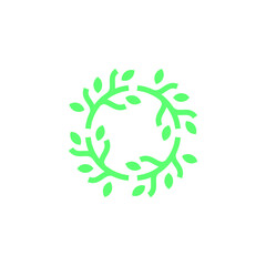 Green Tree Branch with Leaf Leaves Logo Design Vector