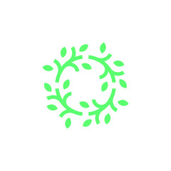 Green Tree Branch with Leaf Leaves Logo Design Vector