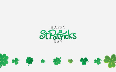 Happy St. Patricks Day with Clovers on white background