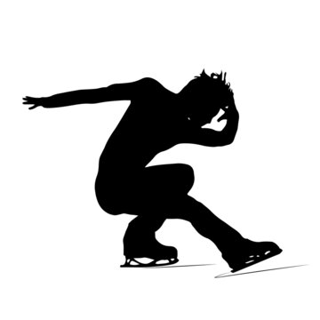 recommend clip art: Figure skater silhouette male figure showing ice skating dance. Vector illustration