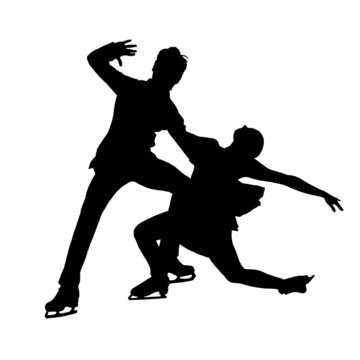Figure skating pair dance silhouette of man and woman. vector image
