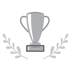 Athletics Championship Cup. Vector isolated illustration of champions league silver cup badge. Flat style. Minimalism.