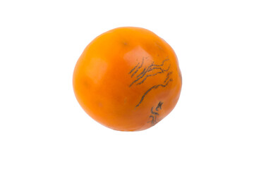 ripe orange persimmon, on a white background, close-up