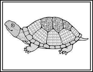 tortoise coloring book for adults vector illustration. 