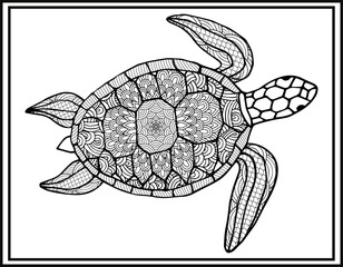 tortoise coloring book for adults vector illustration. 