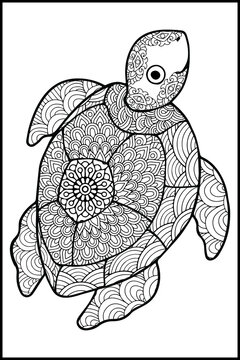 tortoise coloring book for adults vector illustration. 
