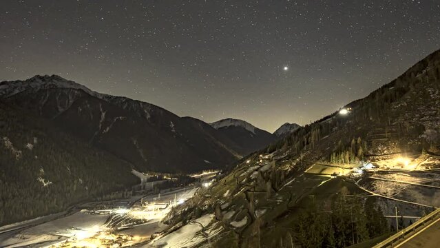Time Lapse of Sankt Walburg in Ultental during a clear night