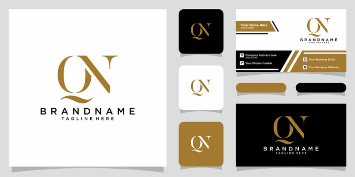 Initial Letter QN logo design template with business card design