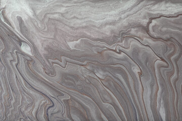 Abstract fluid art background dark gray and silver colors. Liquid marble. Acrylic painting with grey gradient