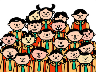 Illustration of a group of students in uniform