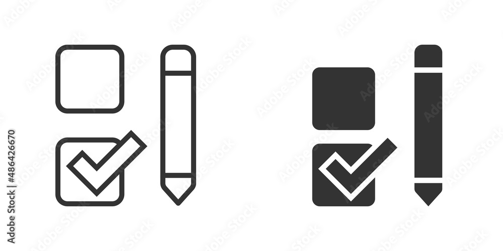 Poster checklist document icon in flat style. survey vector illustration on white isolated background. chec