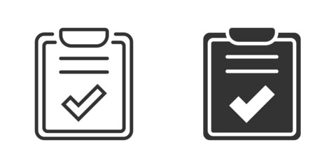 Document checklist icon in flat style. Report vector illustration on white isolated background. Paper sheet business concept.