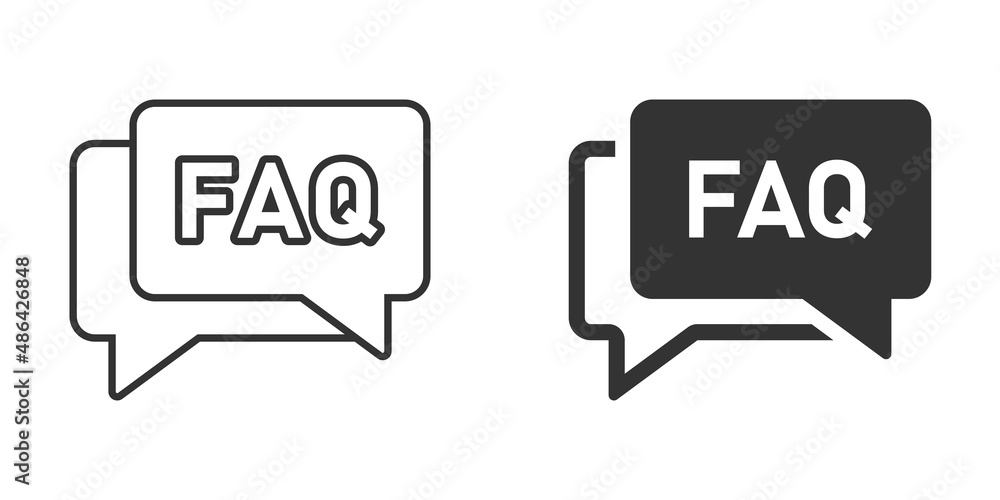 Poster faq speech bubble icon in flat style. question vector illustration on white isolated background. com