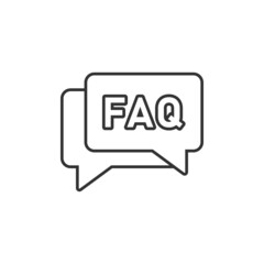 Faq speech bubble icon in flat style. Question vector illustration on white isolated background. Communication sign business concept.