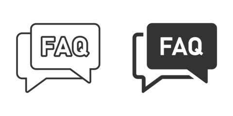 Faq speech bubble icon in flat style. Question vector illustration on white isolated background. Communication sign business concept. - obrazy, fototapety, plakaty