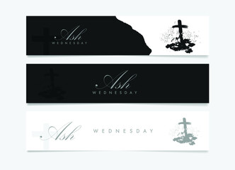 Ash Wednesday Banner Set. Modern And Minimal Design.