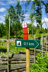 Saint Olavs Way in Norway, sign pilgrim trial In Norway,