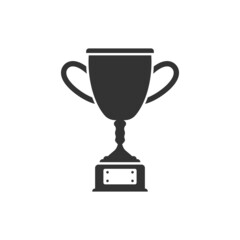 Trophy cup icon in flat style. Goblet prize vector illustration on isolated background. Award sign business concept.