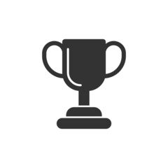 Trophy cup icon in flat style. Goblet prize vector illustration on isolated background. Award sign business concept.