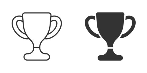 Trophy cup icon in flat style. Goblet prize vector illustration on isolated background. Award sign business concept.