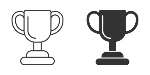 Trophy cup icon in flat style. Goblet prize vector illustration on isolated background. Award sign business concept.