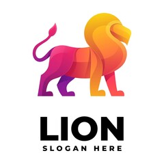 Vector Logo Illustration Lion Gradient Colorful Style.