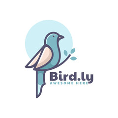 Vector Logo Illustration Bird Simple Mascot Style.