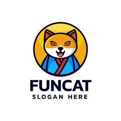Vector Logo Illustration Cat Mascot Cartoon Style.