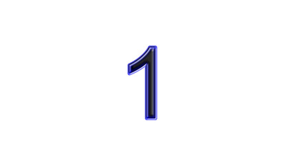 blue 1 number 3d effect white background