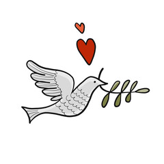 Peace dove sign, isolated on white. Sketch for your design