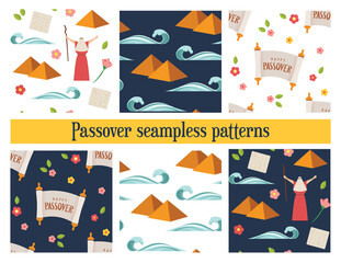 passover seamless pattern. Jewish holiday . Pesach patterns for templates, invitations and designs with egypt piramyds and flowers. Passover story and Egypt landscape . design vector illustration .