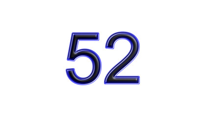 blue 52 number 3d effect white background